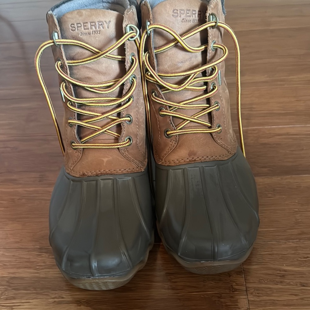 Sperry Brown and Green Duck Boots
